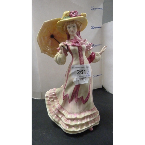 261 - Royal Doulton figure 'Springtime', HN 3477, and a Coalport figure 'Louisa at Ascot' from the Golden ... 