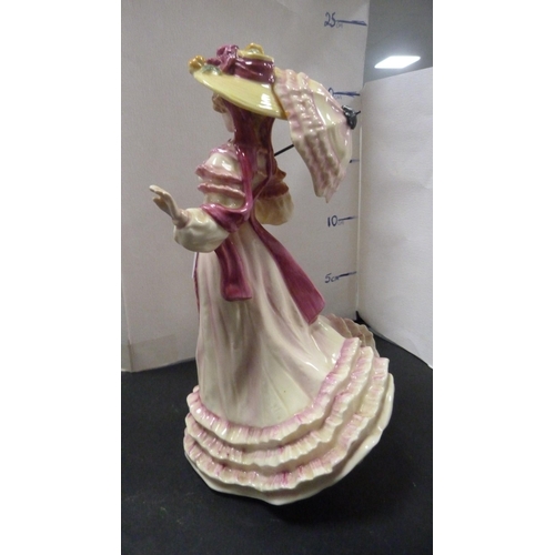 261 - Royal Doulton figure 'Springtime', HN 3477, and a Coalport figure 'Louisa at Ascot' from the Golden ... 