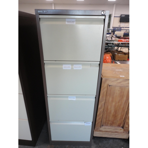 311 - Metal four-drawer filing cabinet by Bisley.