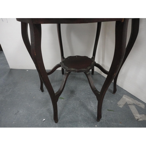 322 - Teak coffee table and a mahogany piecrust-edge window table.  (2)