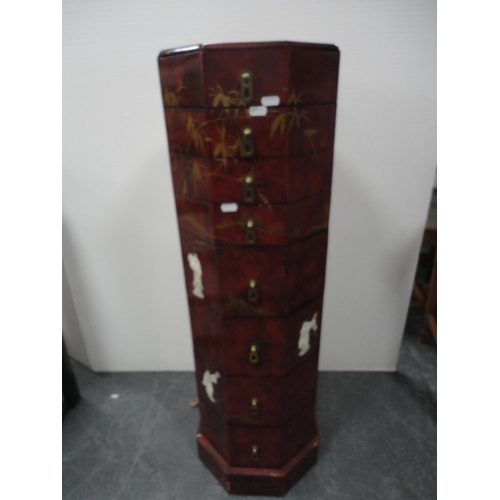 330 - Chinese-style octagonal flambé collector's chest of drawers.