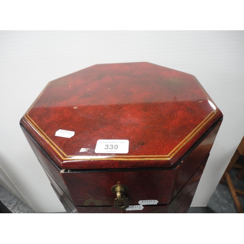 330 - Chinese-style octagonal flambé collector's chest of drawers.