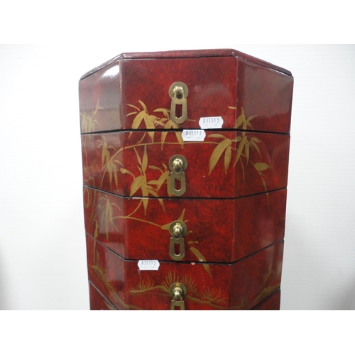 330 - Chinese-style octagonal flambé collector's chest of drawers.