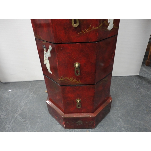 330 - Chinese-style octagonal flambé collector's chest of drawers.