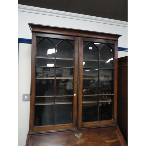 335 - George III and later mahogany bureau bookcase.