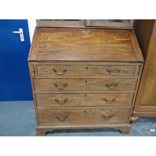 335 - George III and later mahogany bureau bookcase.