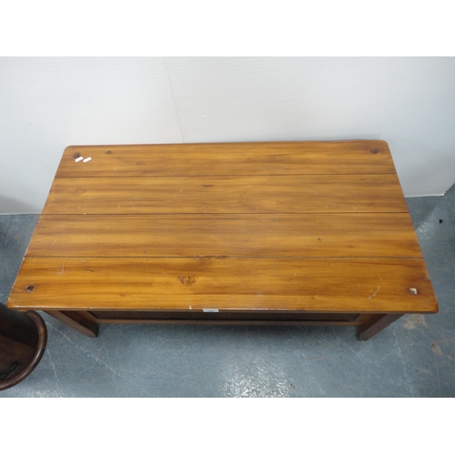 338 - Indonesian and woven storage coffee table.