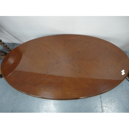 340 - Garden wrought iron plant stand and a modern oval coffee table.