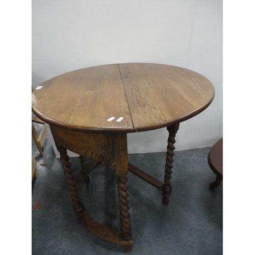 341 - Oak demi-lune hall table.