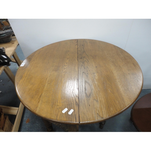 341 - Oak demi-lune hall table.