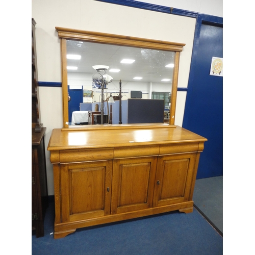 349 - Contemporary oak mirror-back sideboard by Gola Furniture