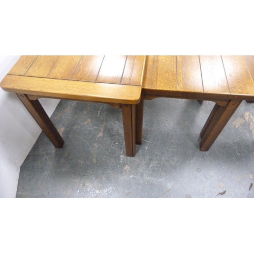 358 - Contemporary oak nest of three tables.