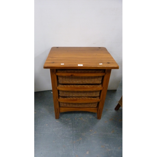 360 - Indonesian and woven wicker chest of three drawers.