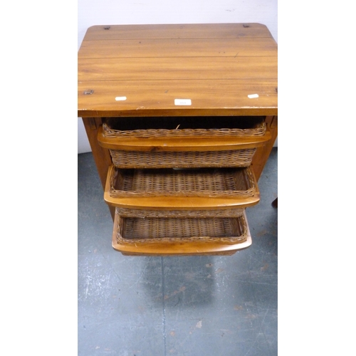 360 - Indonesian and woven wicker chest of three drawers.