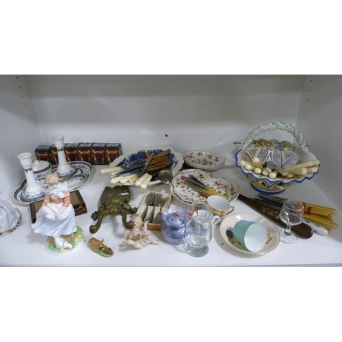 67 - Royal Worcester figure, 'Old Country Ways', 'Farmer's Wife', a decorated dressing table set, posy ba... 