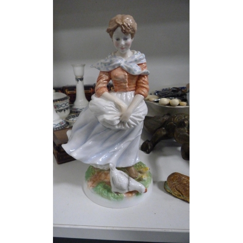 67 - Royal Worcester figure, 'Old Country Ways', 'Farmer's Wife', a decorated dressing table set, posy ba... 