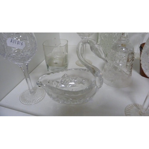 84 - Collection of various cut glass and decorative ceramics (one shelf).