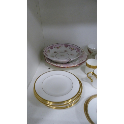 95 - Wedgwood gilt decorated part coffee set and other teawares (one shelf).