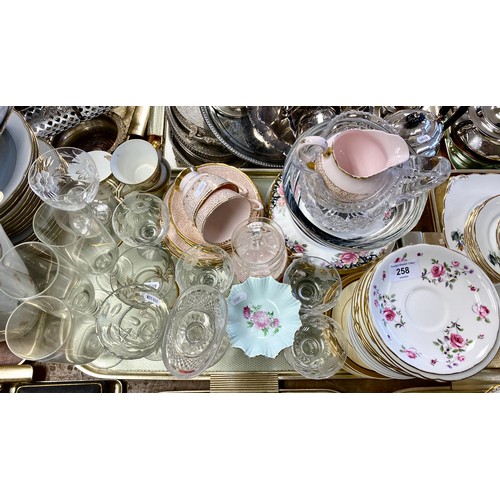 258 - Collection of glassware, part tea sets, etc