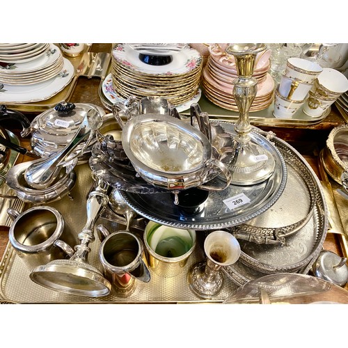 269 - Collection of EP to include galleried trays, tea sets, etc