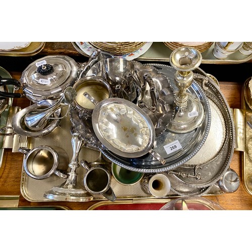 269 - Collection of EP to include galleried trays, tea sets, etc