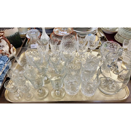 276 - Quantity of glassware to include wine glasses, water glasses, jug, etc