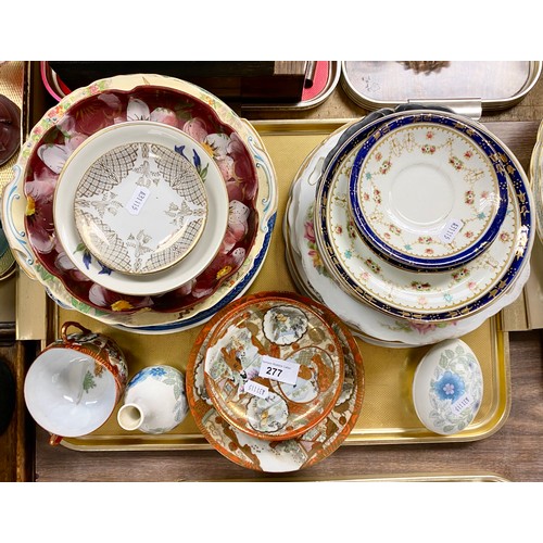 277 - Oriental part tea service, various decorative plates, Wedgwood bud vase, etc