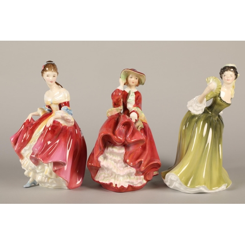 141 - Three Royal Doulton figures- Southern Belle HN2229, Top of the Hill HN1834, Simone HN2376