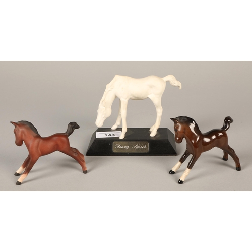 144 - Beswick figure of young spirit and two Beswick foals (3)