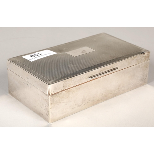 150 - A silver engine turned rectangular cigarette box