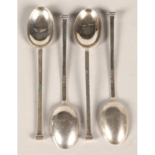 161 - A set of four silver seal end coffee spoons