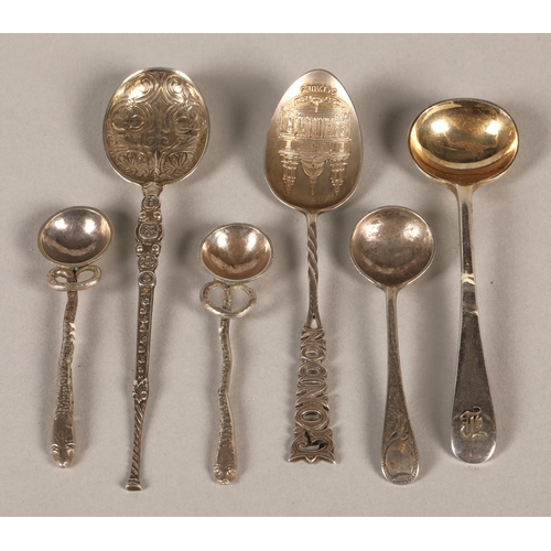 170 - Six various silver condiment spoons46 grams