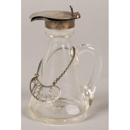 184 - Silver mounted whisky noggin with silver whiskey label