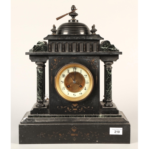 210 - Victorian marble architectural mantle clock