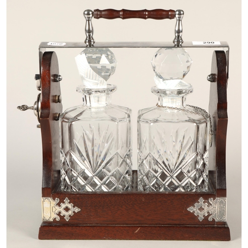 290 - Mappin and Webb tantalus with two crystal decanters