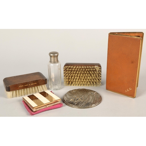 314 - Ladies' compact, cigarette case, handbrushes, etc