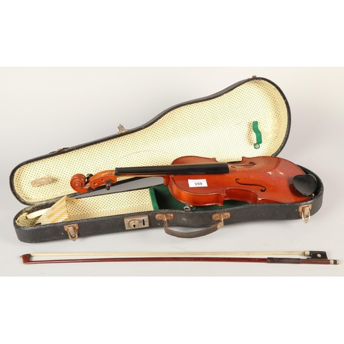 359 - Modern violin with bow, cased