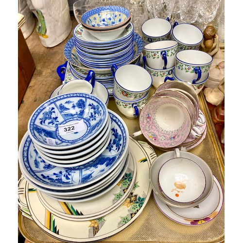 322 - Sutherland floral teaware, Paragon cups and saucers, assorted Oriental bowls, etc