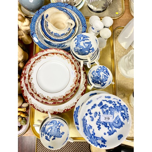 319 - Royal Doulton dinnerware, Coalport teaware, Booth's dessert bowls