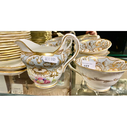 157 - A Victorian floral and gilt part tea set to include a pair of bread plates