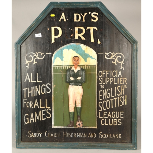 475 - Novelty 'Sandy's Sports' sign, H 92cm W 77cm