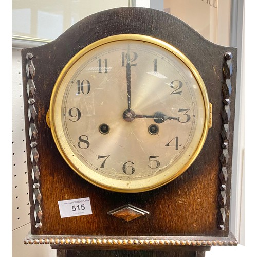 515 - Oak grandmother clock, H 135.5cm