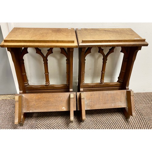 524 - Two church prayer kneelers, H 76cm, W 51cm, D 36cm