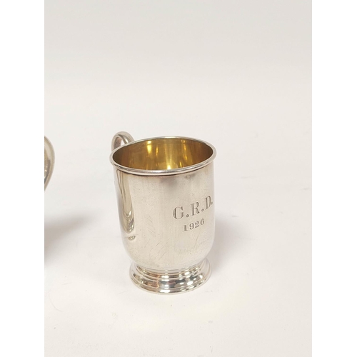 11 - Silver christening mug of early Georgian tapering shape, initialled and another, ovoid. 196g. 6oz. (... 