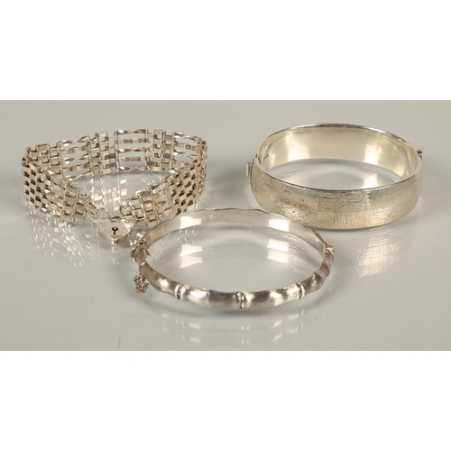 100 - Silver gate bracelet, two silver bracelets (3)