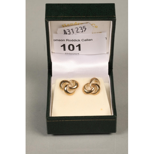 101 - Pair of 9 ct gold knot earrings, 2 grams