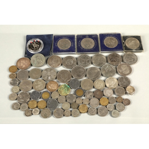 108 - Selection of 20th century crowns and other coins