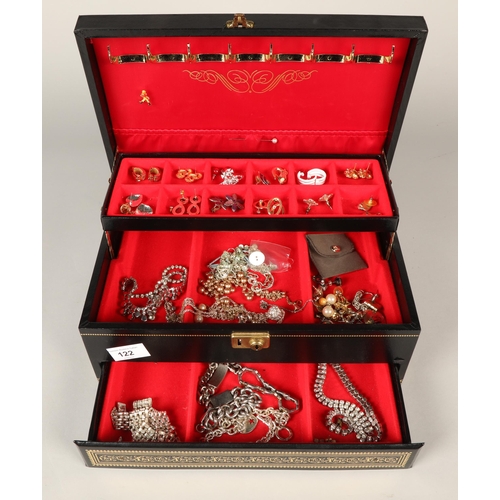 122 - Quantity of costume jewellery in tiered box