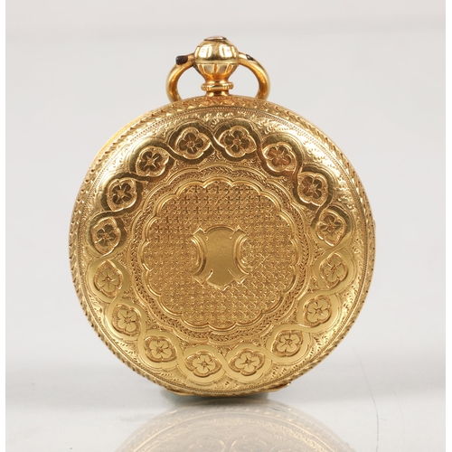 126 - Gents 18 ct gold open face pocket watch.Total weight 57.8 grams