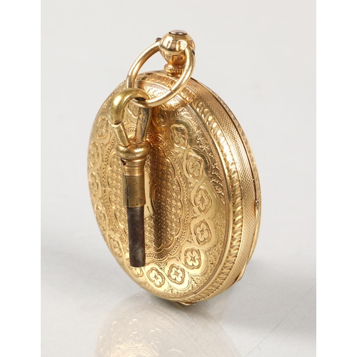 126 - Gents 18 ct gold open face pocket watch.Total weight 57.8 grams